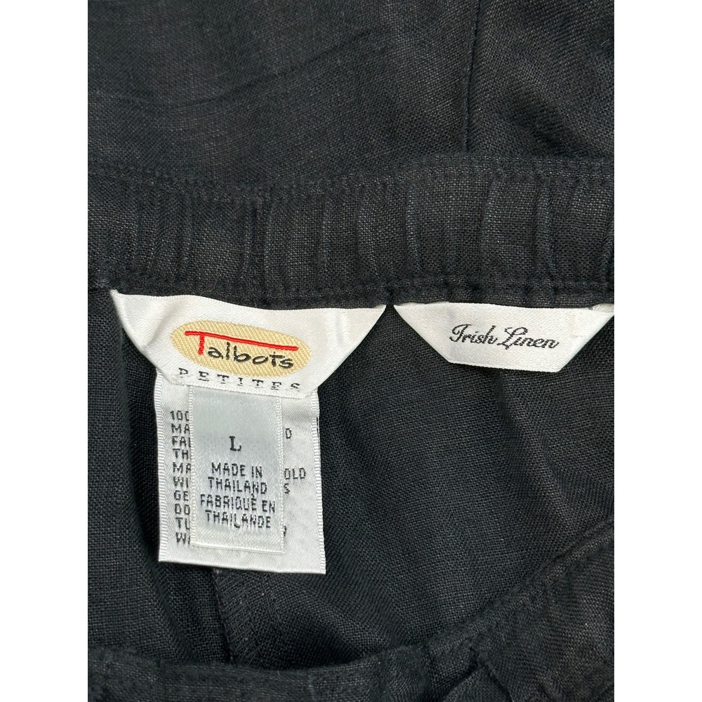 Talbots Petite Black Linen Pants Women's Large Pull-On Elastic Waist Lightweight - Picture 5 of 6